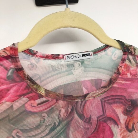 Fashion Nova Serenade me pink sheer crop top drawstring sides Small angels - Picture 13 of 16